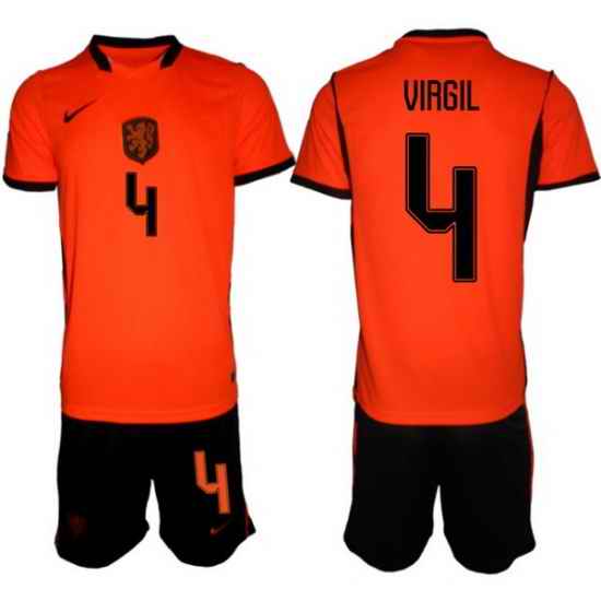 Men Netherlands 2026 Soccer Jerseys Orange #4 Virgil van Dijk 2